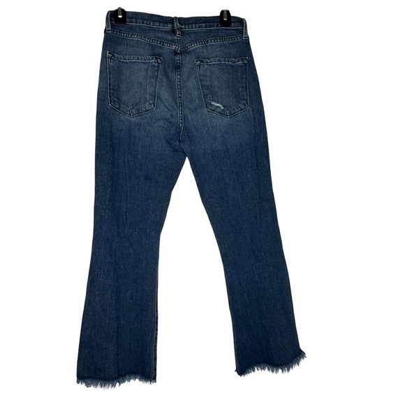 FRAME Le Crop Flare Distressed Jeans Clover Hill Raw Hem size 28 - Picture 3 of 6